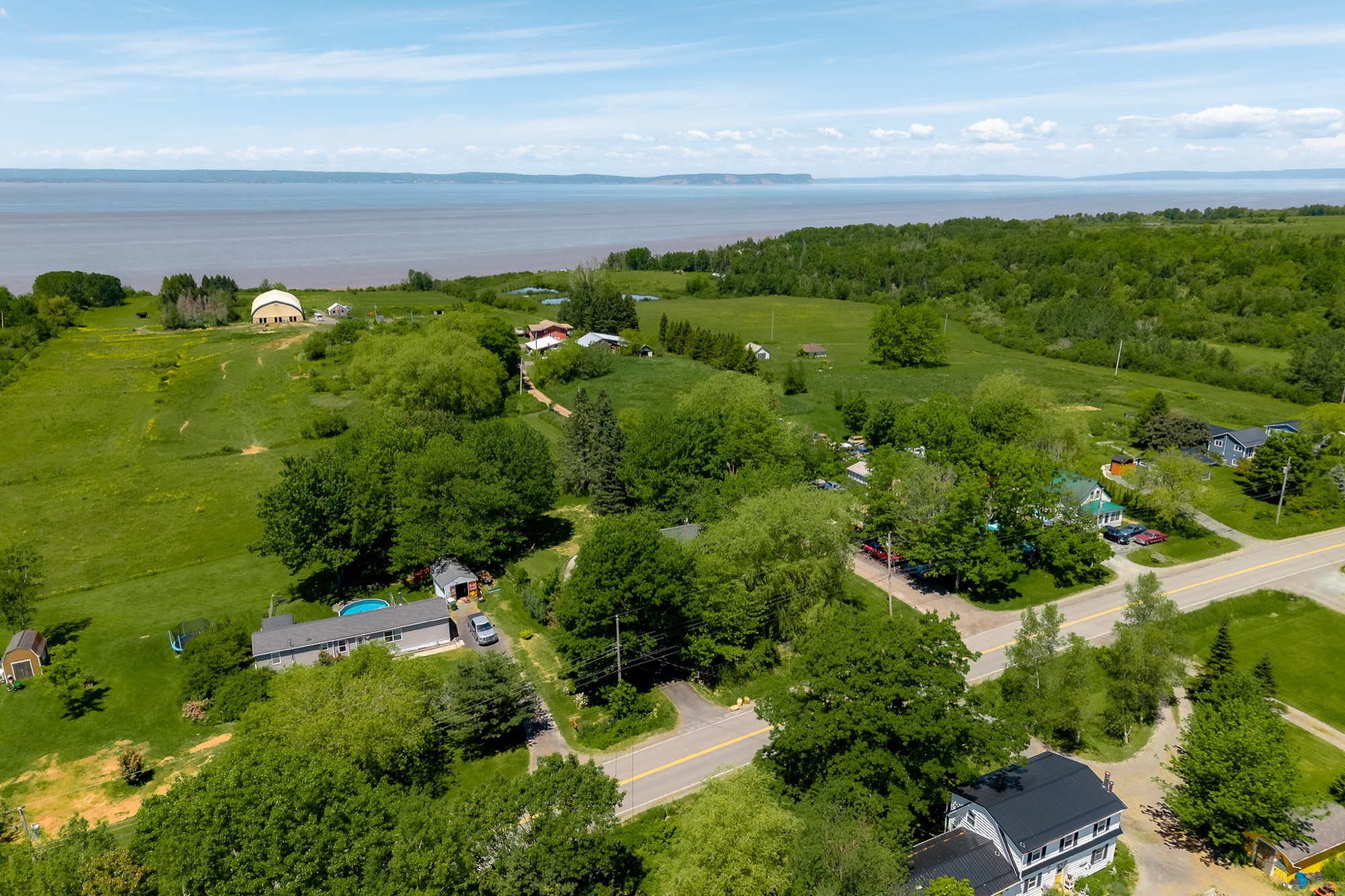 Aerial looking along the shoreline of the Minas Basin