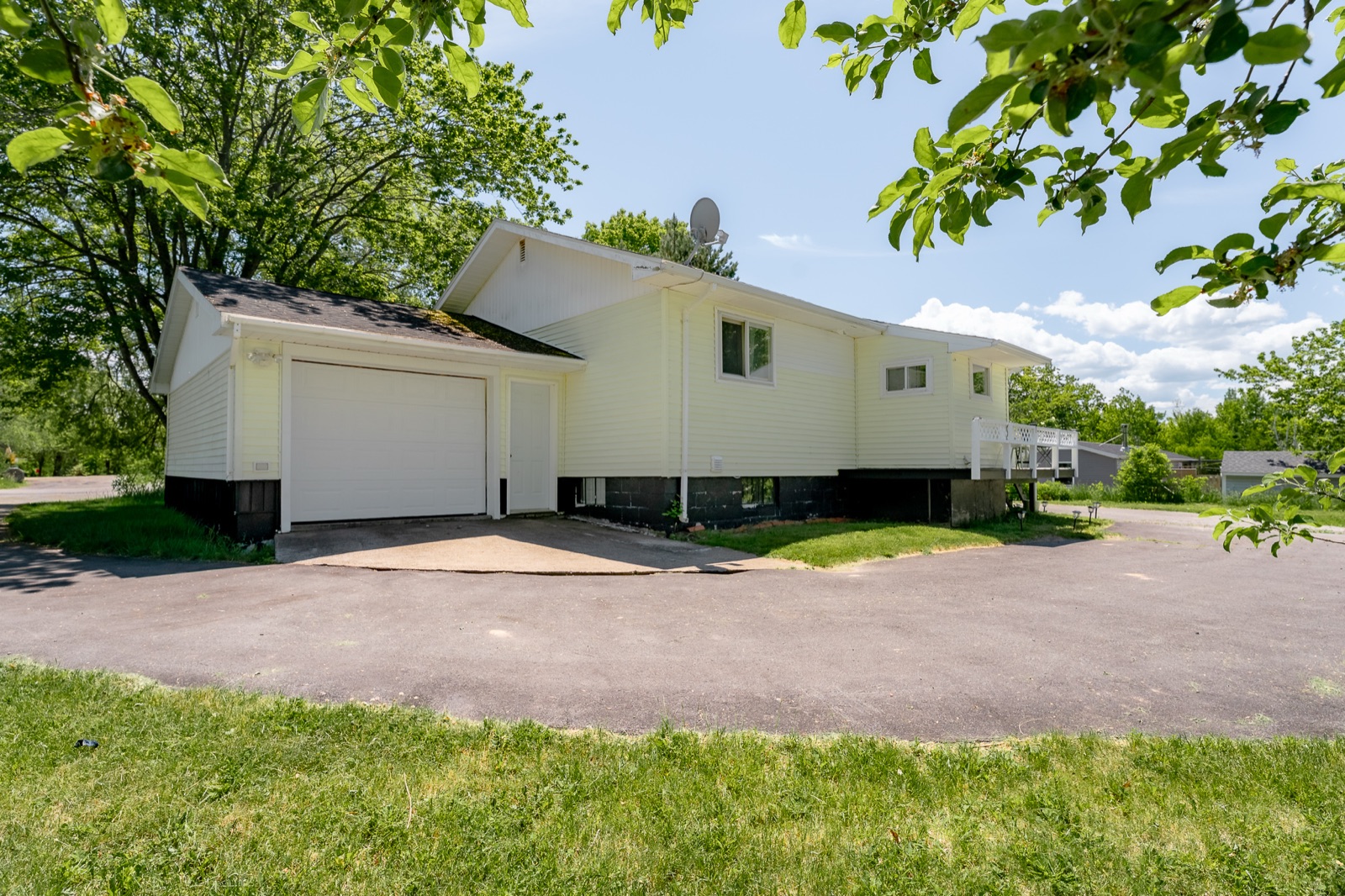 Side view showing the attached single garage
